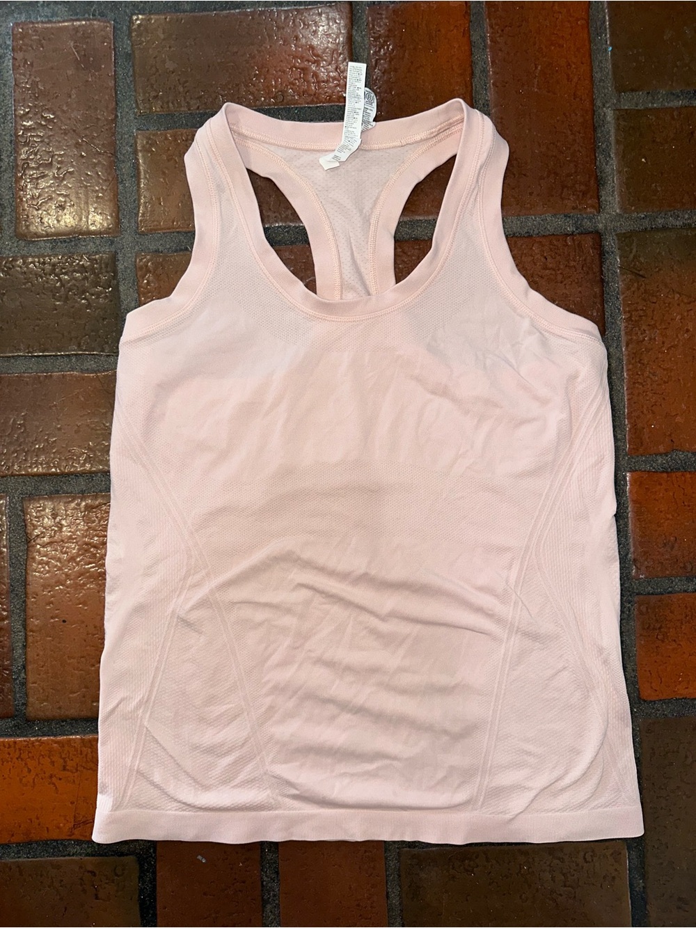 Athleta Light Baby Pink T-Back Racerback Performance Tank Grippy Hemline